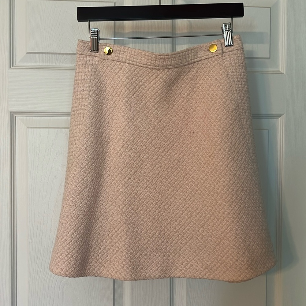 Kate Spade Pink Tweed Skirt with Gold Buttons